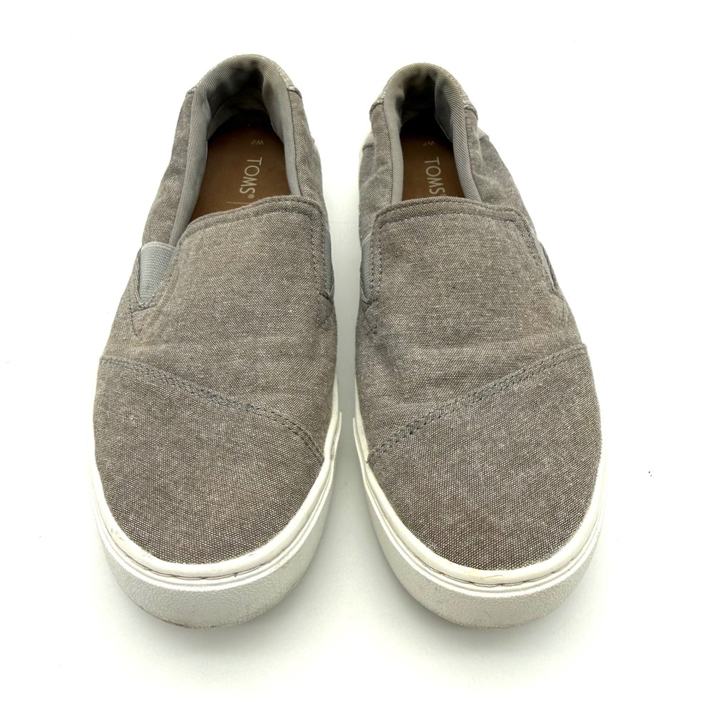 TOMS Women's Size 8 Gray Canvas Slip On Sneakers Casual Comfort Shoes
